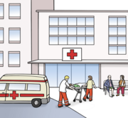 Illustration eines Krankenhaus-Eingangs