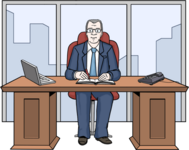 Illustration eines Arbeitgebers am Bürotisch