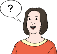 Illustration einer Person neben einer Sprechblase mit Fragezeichen